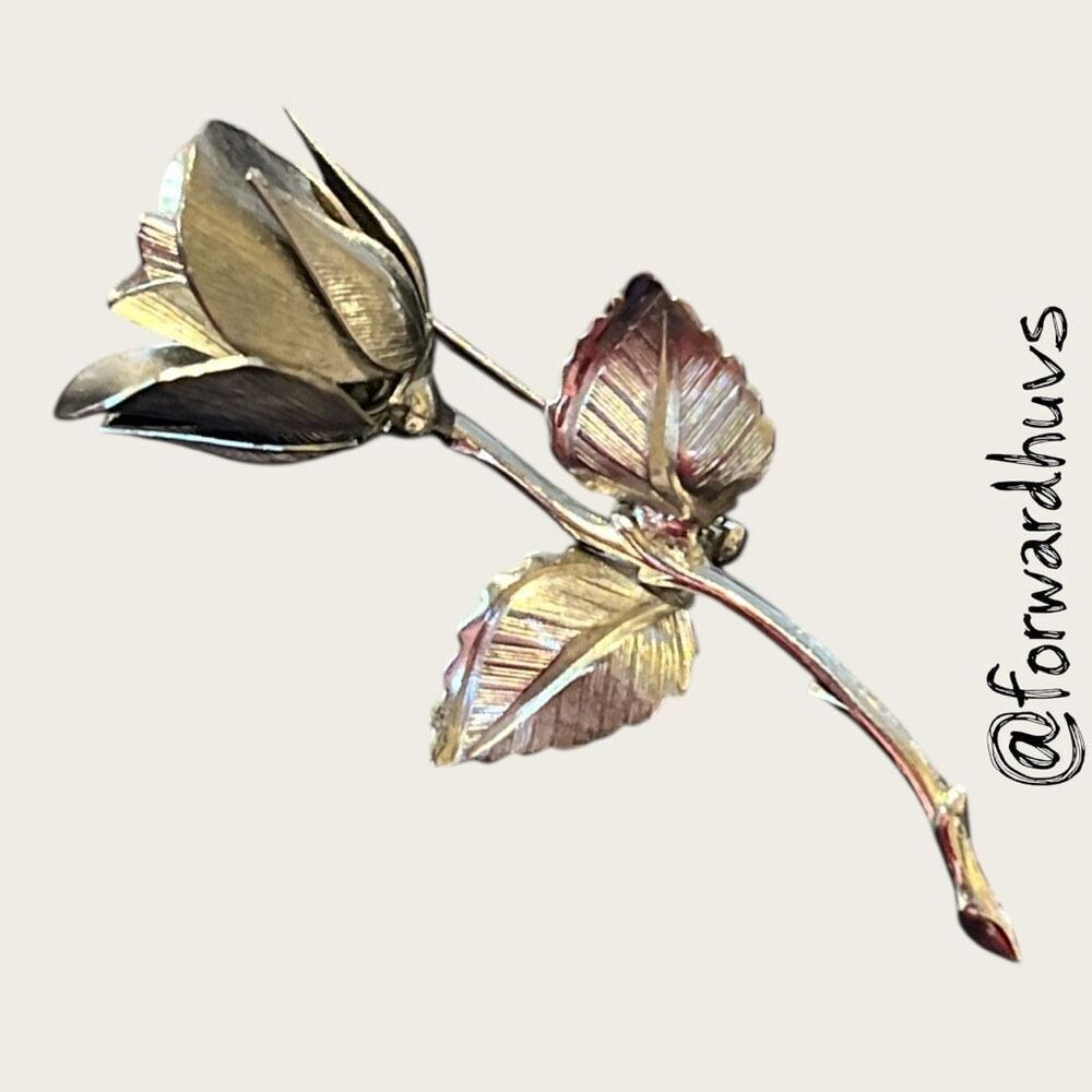 Vintage Giovanni Silver-tone Rose Brooch – Signed